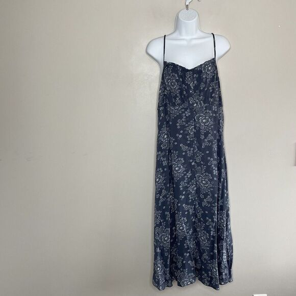 MADEWELL Dress Womens 8 Tie-Back Button-Front Midi NEW Blue Floral NE783 - Picture 12 of 16